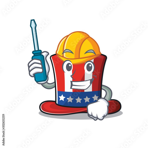 Isolated uncle sam hat with automotive cartoon