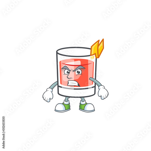 Sazerac alcohol cartoon character with annoyed mascot