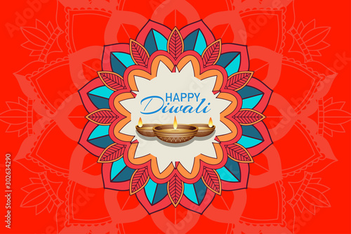 Background with mandala pantern for happy diwali festival photo