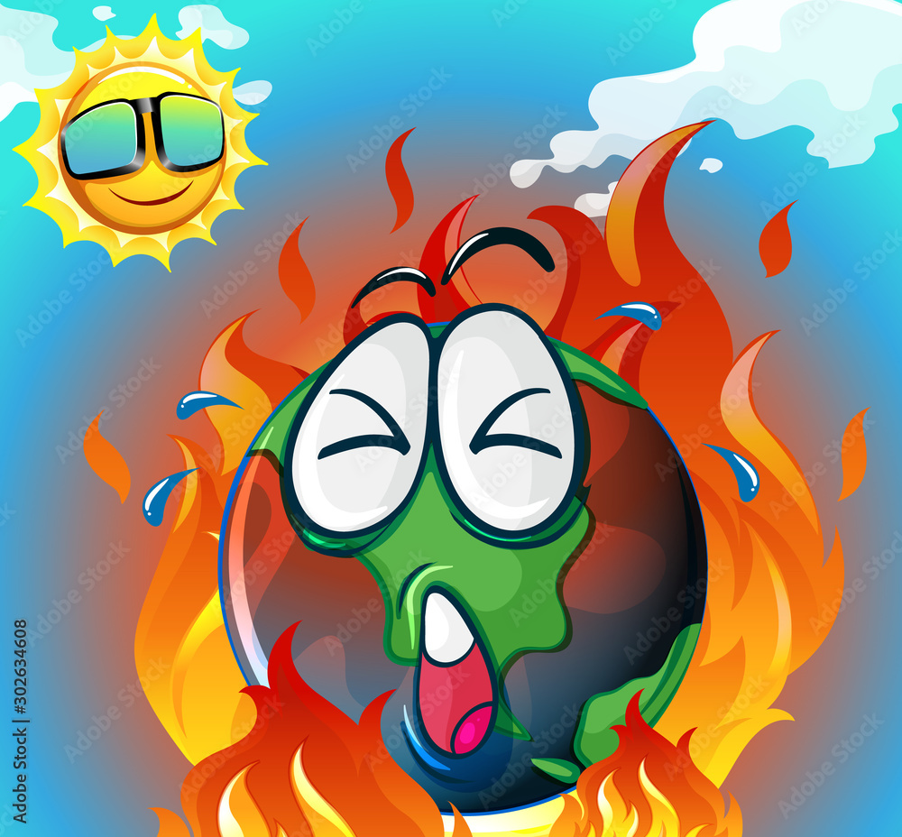 Global warming with earth on fire Global warming with earth on fire