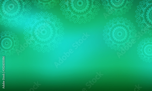 Mandala patterns on green background
