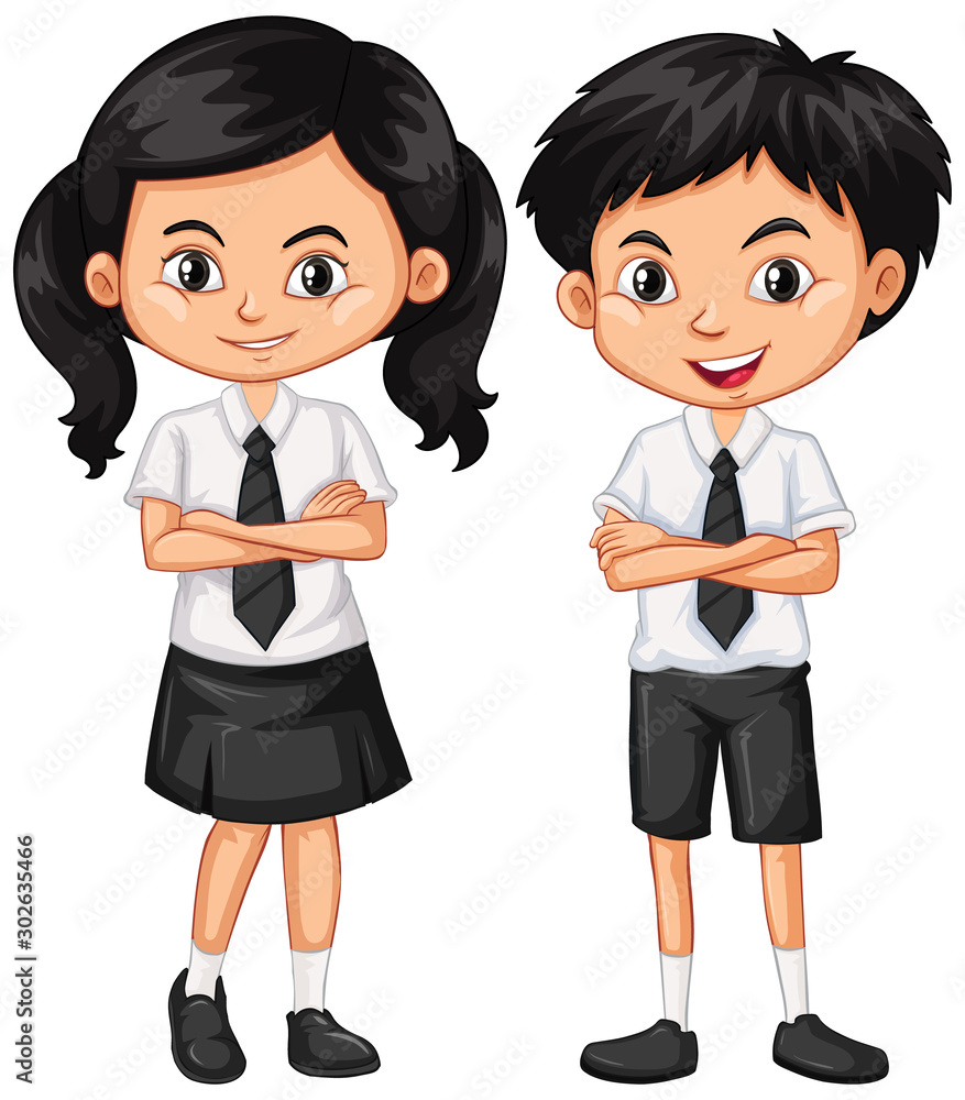 Boy and girl in school uniform