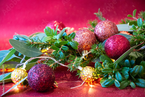 christmas decorations with green branches