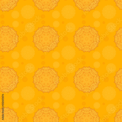 Mandala patterns on orange background