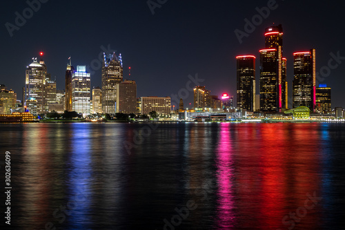 View of Detroit skyline by night from Windsor, Ontario