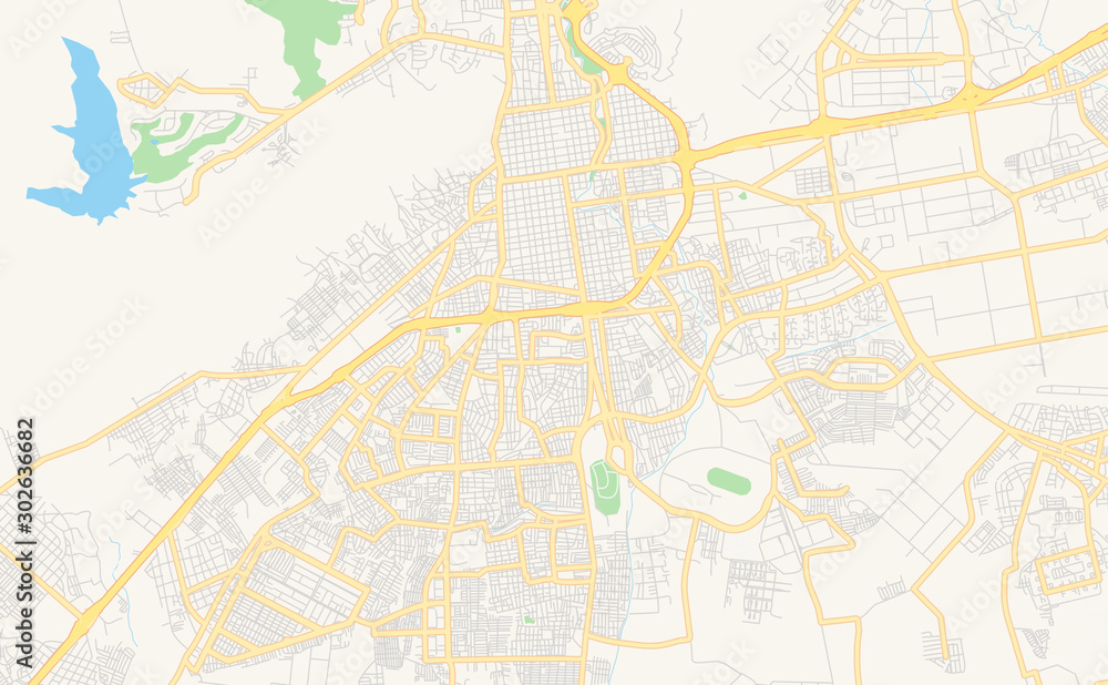 Fototapeta premium Printable street map of Valencia, Venezuela