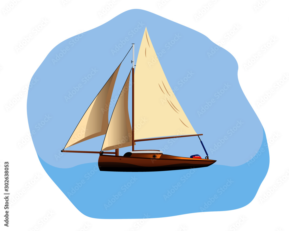 Boat sailing in a sea vector illustration on a white background