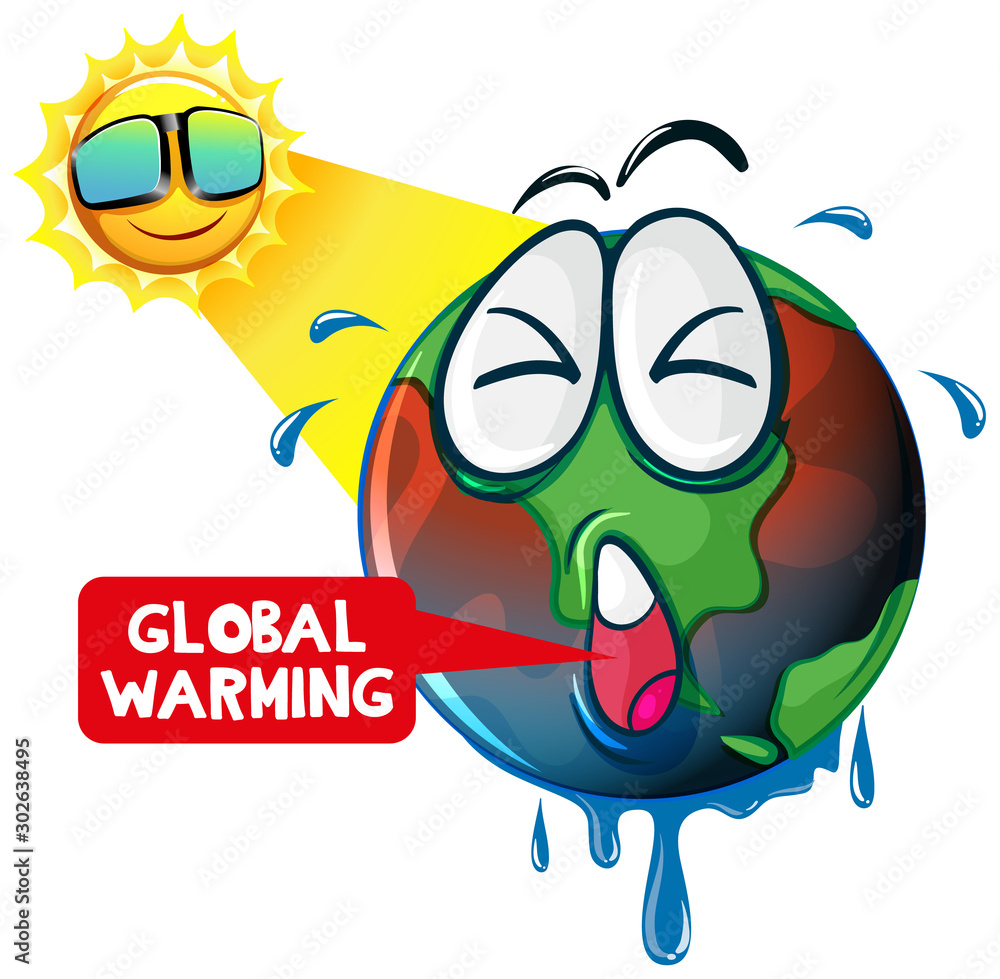Naklejka premium Global warming with hot sun shining the earth