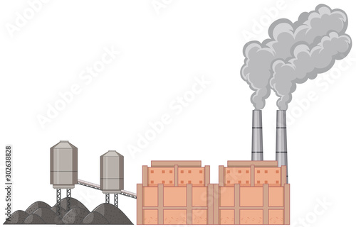 Factory building with smoke