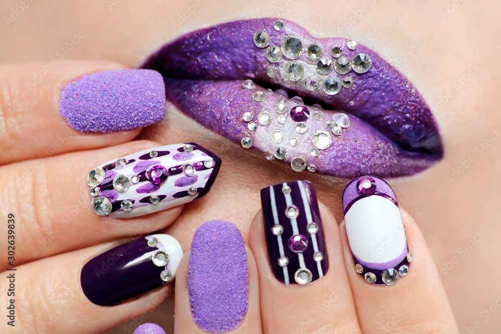 3. Purple and White Floral Nails - wide 5