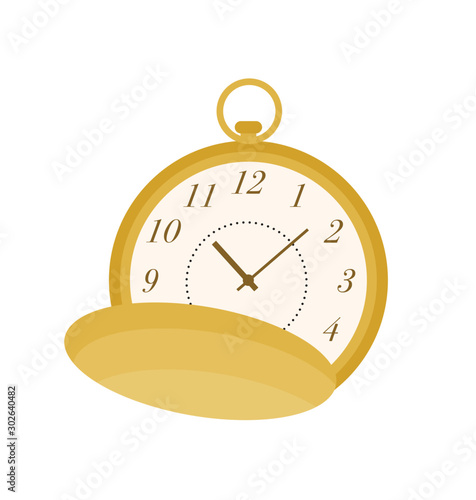 Pocket watch flat vector illustration
