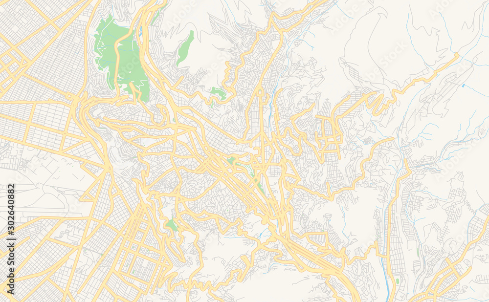 Printable street map of La Paz, Bolivia