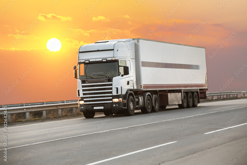 truck goes on highway