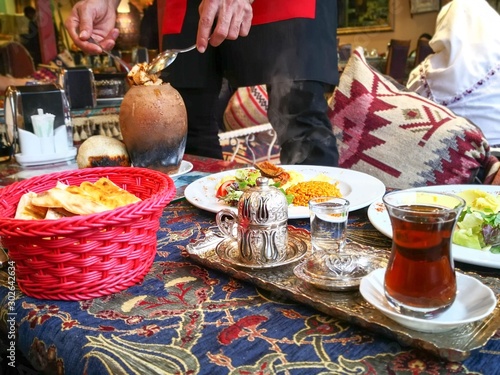 table in turkish restaurant with food tea and coffee  © Tatiana  Nikitina