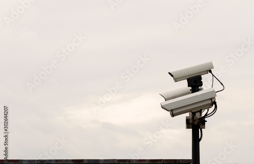 A Security CCTV Cameras on a lamp post