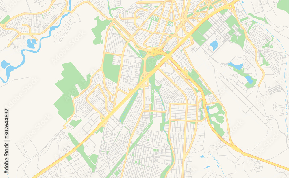 Printable street map of Sao Jose dos Campos, Brazil