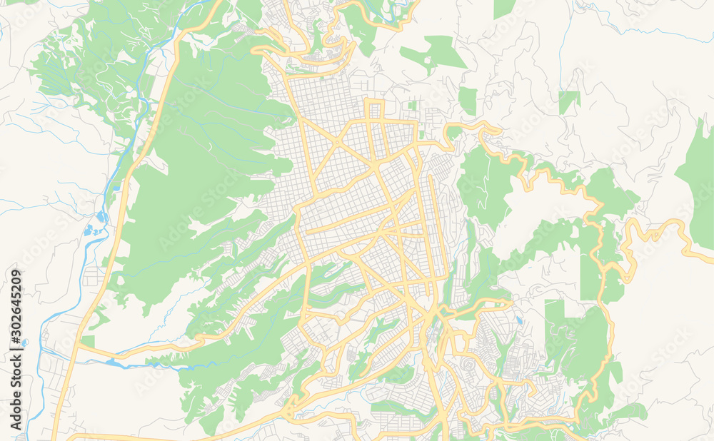 Printable street map of Bucaramanga, Colombia