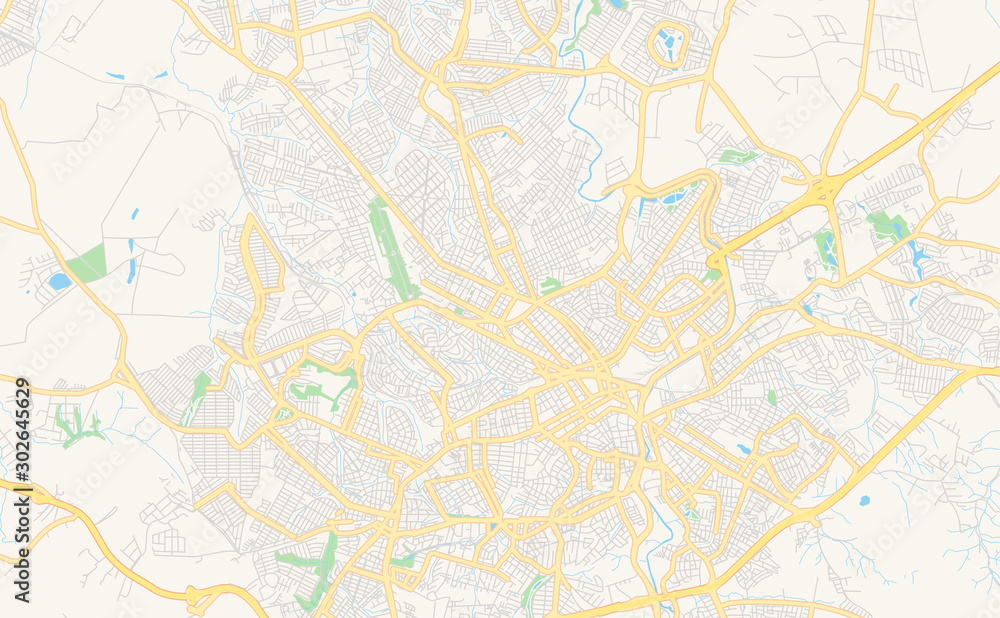 Printable street map of Sorocaba, Brazil