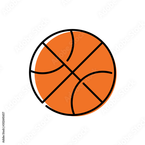 Icono plano lineal pelota de baloncesto vista superior con color naranja 