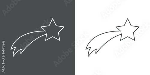 Símbolo estrella de belén con icono lineal en fondo gris y fondo blanco