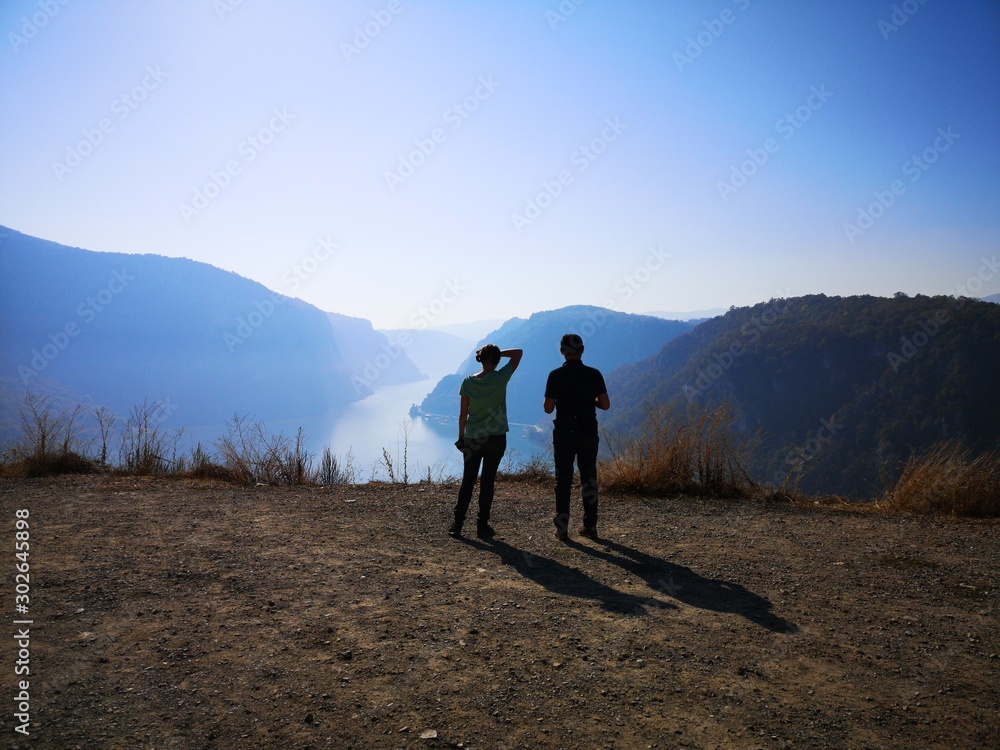 couple walking in mountains