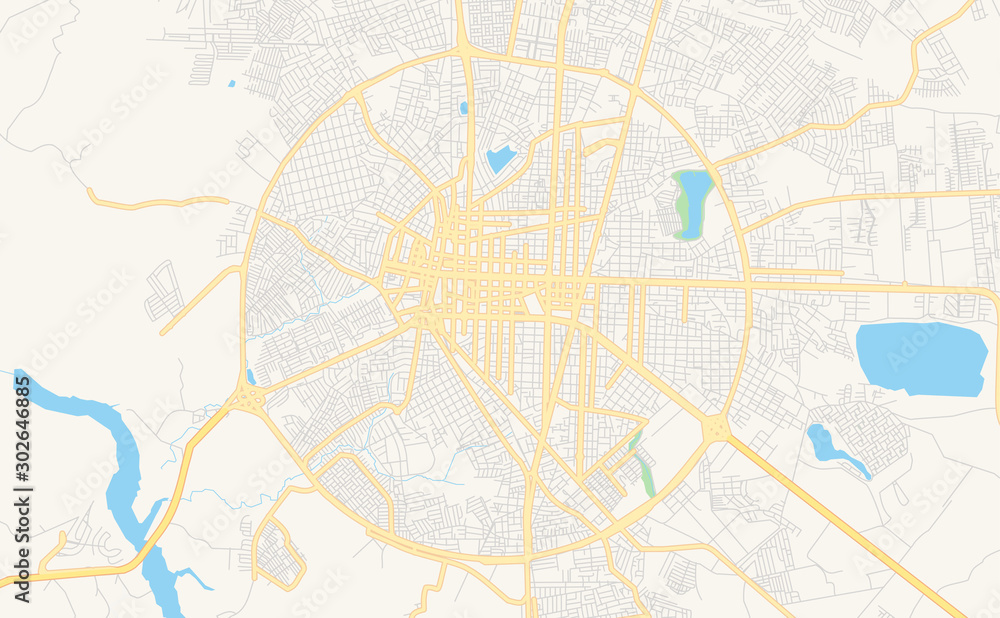 Fototapeta premium Printable street map of Feira de Santana, Brazil