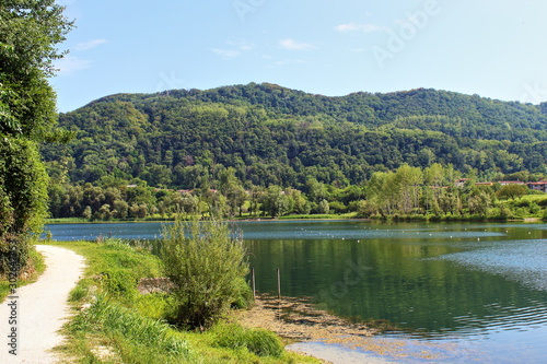 Mountain view by Revine lake (landscape,sky,nature,blue,river,panorama,travel,reflection)
