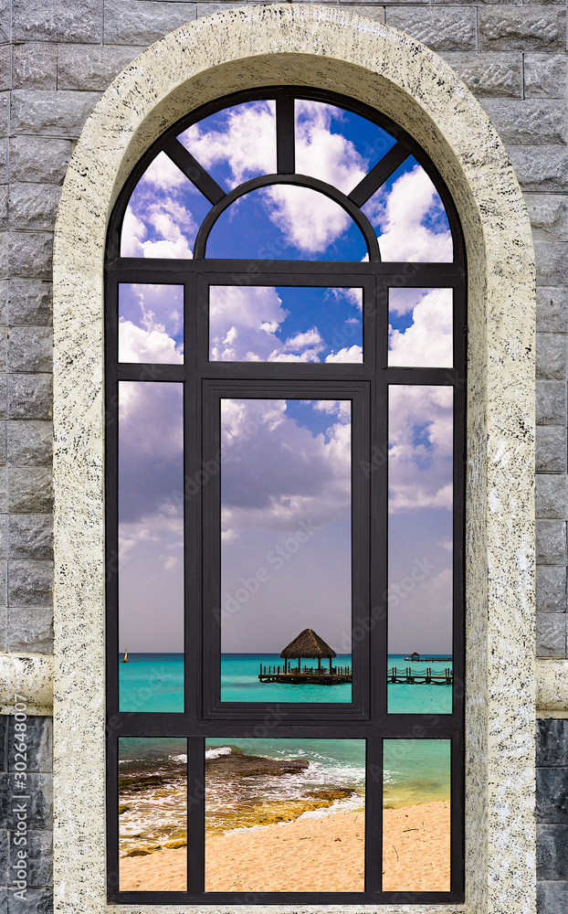high window with sea view