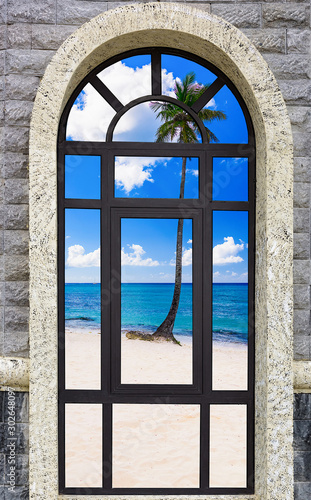 high window with sea view