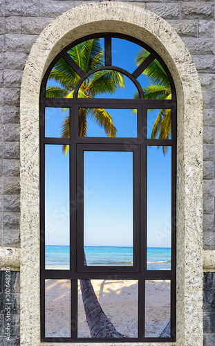 high window with sea view