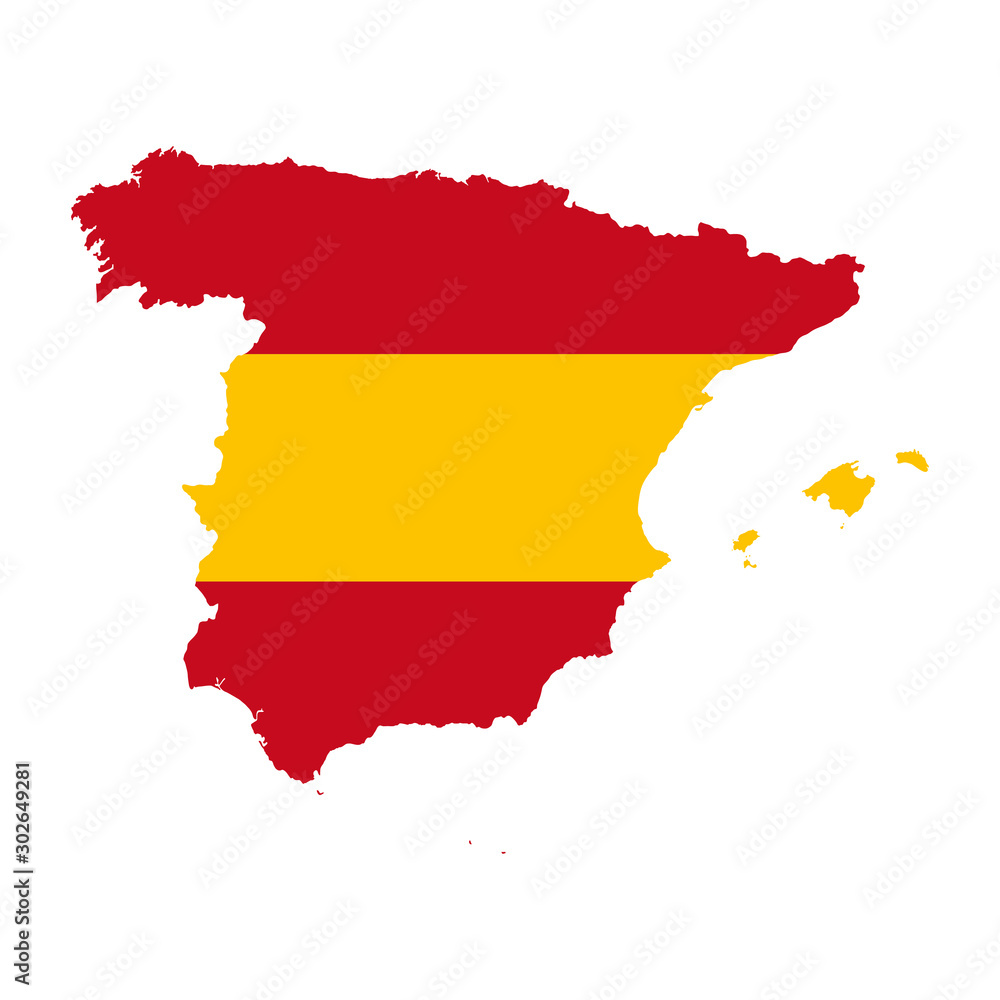 Vector illustration of Spain flag map. Vector map. Vector illustration of Spain flag map. Vector map.