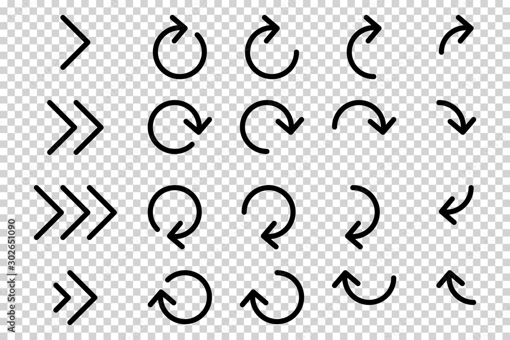 Arrows vector. Flat balck arrows isolated on transoarent background.