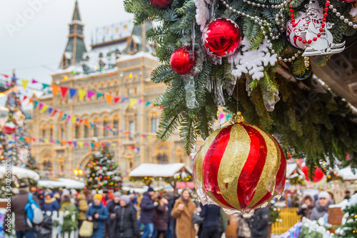 Christmas market on Red Square in Moscow