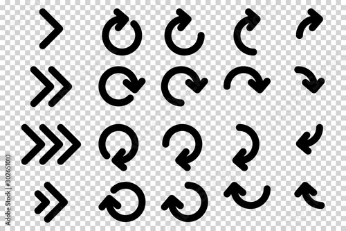 Obraz na płótnie Arrows vector. Flat balck arrows isolated on transoarent background. w salonie
