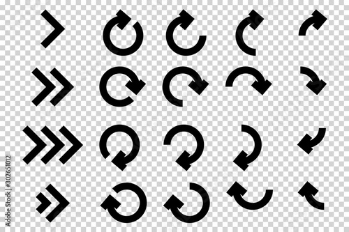 Obraz na płótnie Arrows vector. Flat balck arrows isolated on transoarent background. w salonie