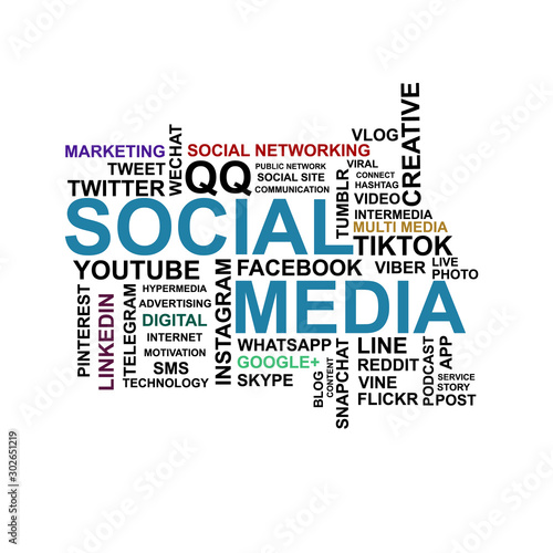 Social media word cloud vector illustration