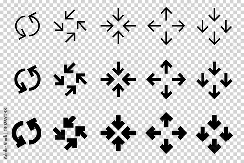 Obraz na płótnie Arrows vector. Flat balck arrows isolated on transoarent background. w salonie