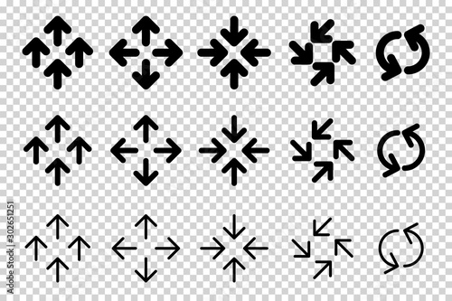 Obraz na płótnie Arrows vector. Flat balck arrows isolated on transoarent background. w salonie