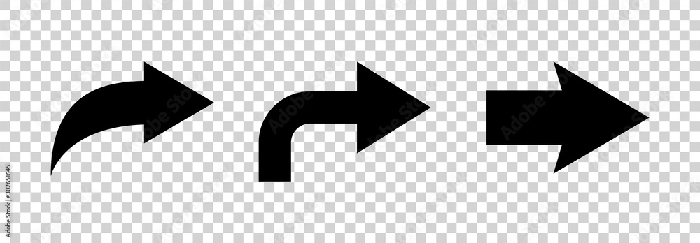Arrows vector. Flat balck arrows isolated on transoarent background.