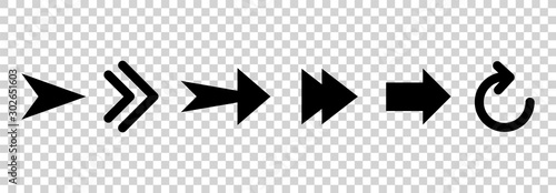 Obraz na płótnie Arrows vector. Flat balck arrows isolated on transoarent background. w salonie