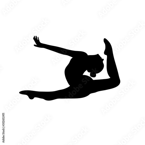 Silhouette girl gymnasts vector illustration