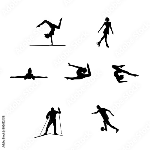 Silhouettes of different athletes set vector