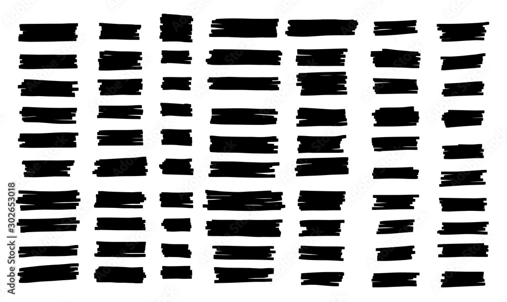 Vector brush pen underline. Hand drawn highlight text selection