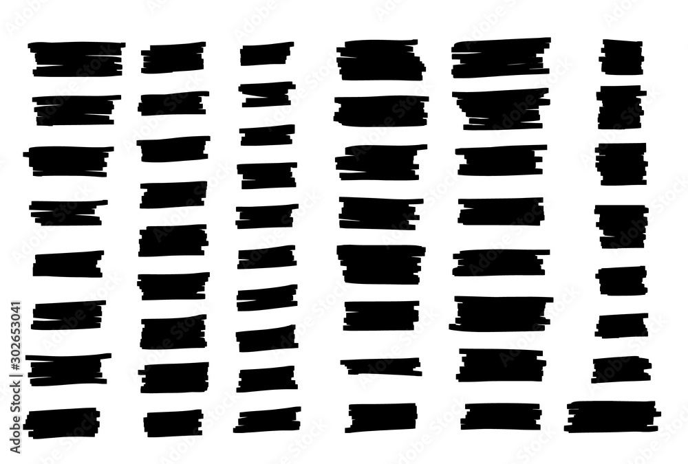 Vector brush pen underline. Hand drawn highlight text selection