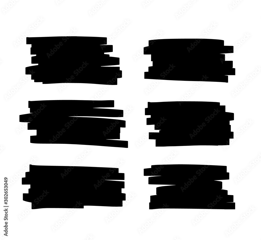 Vector brush pen underline. Hand drawn highlight text selection
