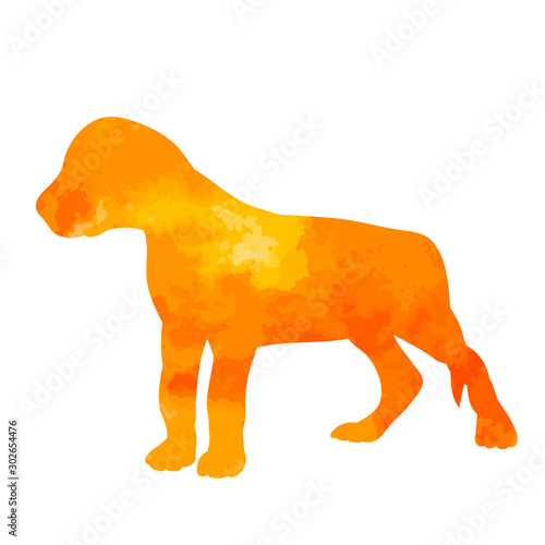 white background  watercolor silhouette of a puppy