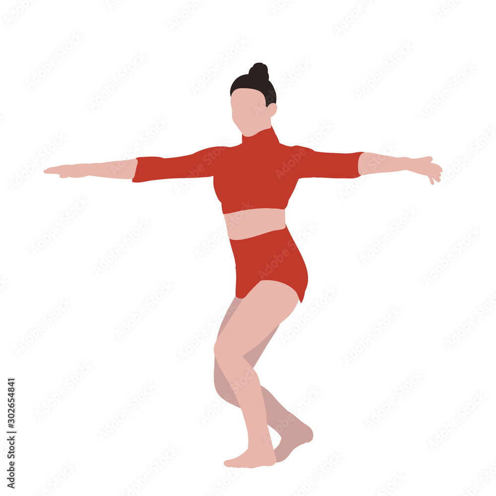 vector, on a white background, without face, in a flat style, girl dancing
