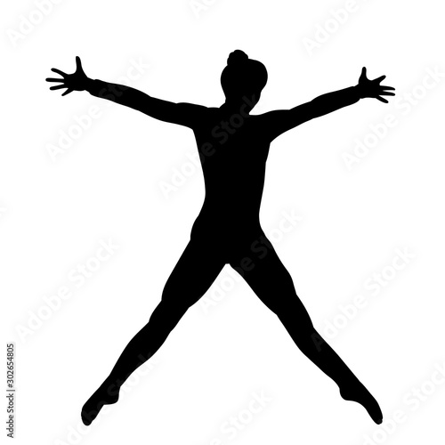 silhouette girl, woman dancing, isolated