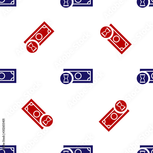 Blue and red Fast payments icon isolated seamless pattern on white background. Fast money transfer payment. Financial services, fast loan, time is money, cash back concept. Vector Illustration