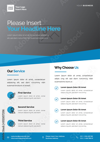 A4 minimalist modern elegant business template flayer vol 93 with blue and white color cmyk ready to print in vector editable layer